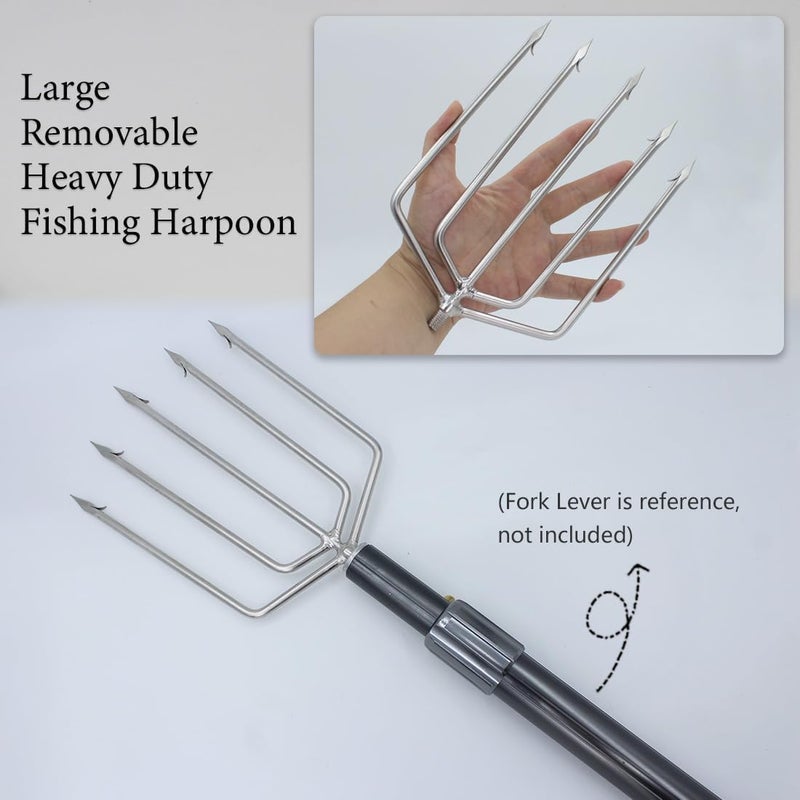 Dutiplus Large Fishing Harpoon 1~11 Prong Barded Stainless Steel Hunting Fish Gig Gaff Fork Hook with 8mm Screw for Catching Big Fish Mole Big Bullfrog - Image 4